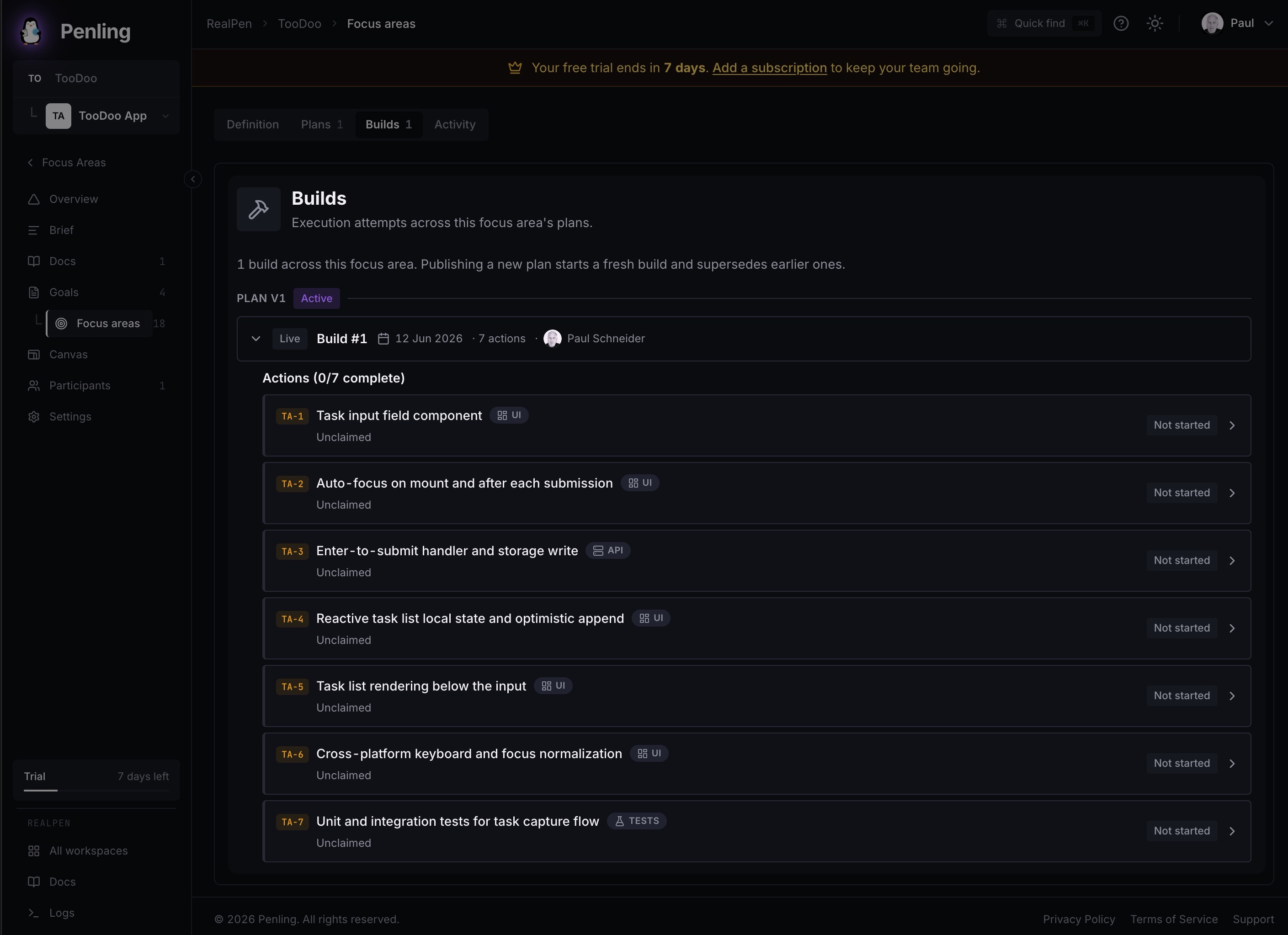 Penling build list — queued tasks ready for the agent to claim