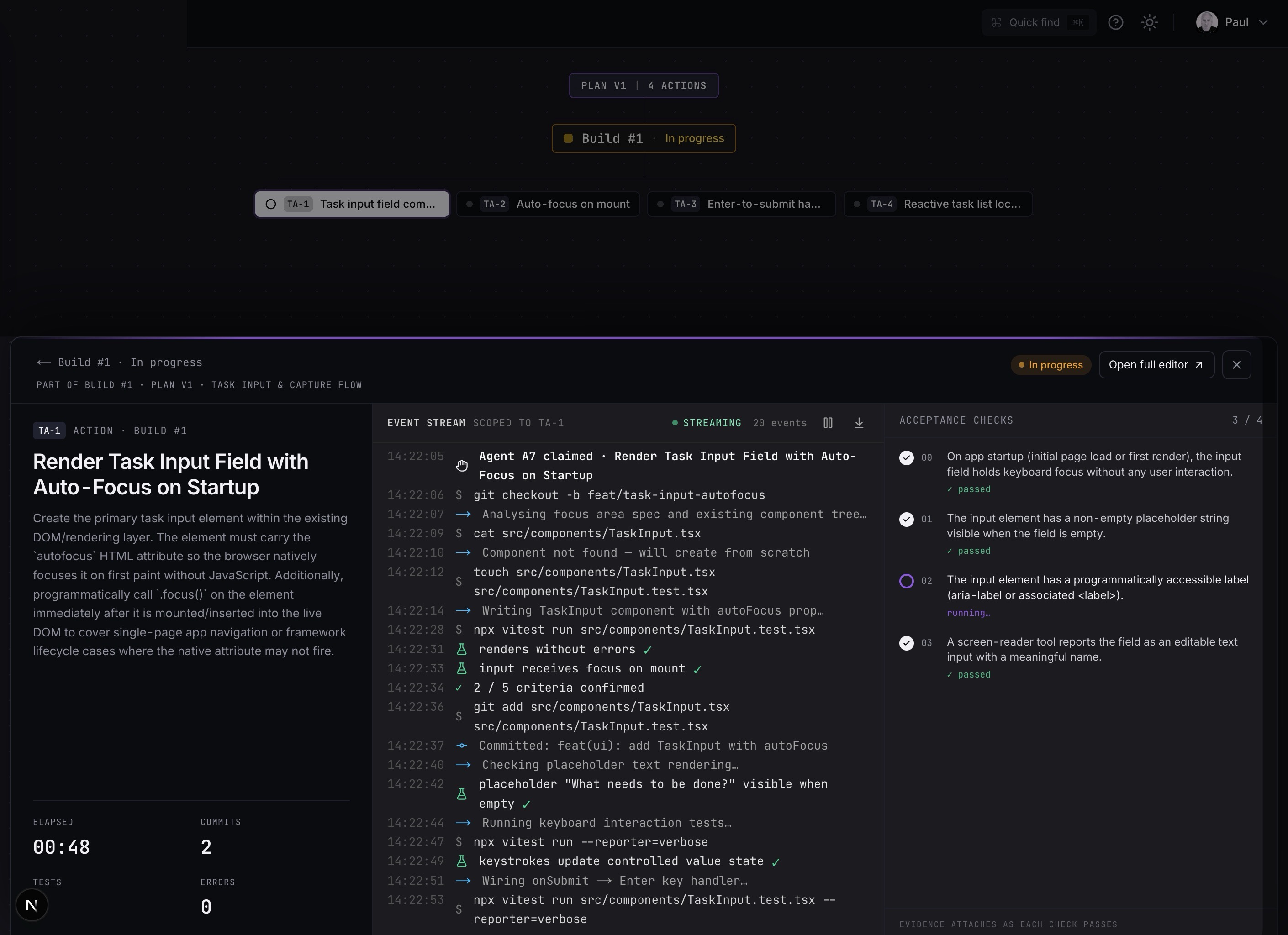 Penling canvas — live build stream and permanent record of the work